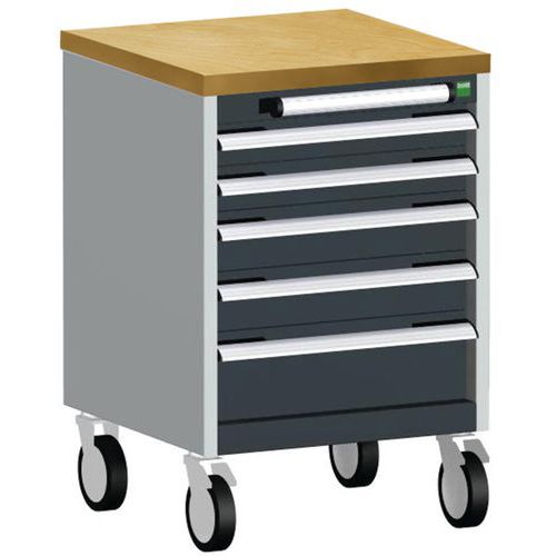 Komoda mobilna Bott Cubio, 79 x 52,5 x 52,5 cm, 5 szuflad, multipleks/linoleum/mat