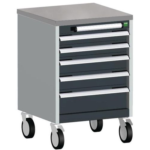 Komoda mobilna Bott Cubio, 79 x 52,5 x 52,5 cm, 5 szuflad, multipleks/linoleum/mat