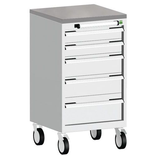 Komoda mobilna Bott Cubio, 89 x 52,5 x 52,5 cm, 5 szuflad, multipleks/linoleum/mat