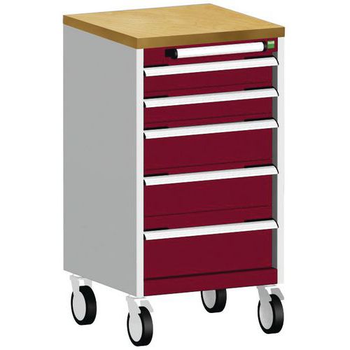 Komoda mobilna Bott Cubio, 89 x 52,5 x 52,5 cm, 5 szuflad, multipleks/linoleum/mat