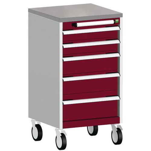 Komoda mobilna Bott Cubio, 89 x 52,5 x 52,5 cm, 5 szuflad, multipleks/linoleum/mat