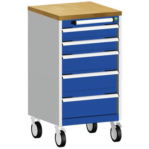 Komoda mobilna Bott Cubio, 89 x 52,5 x 52,5 cm, 5 szuflad, multipleks/linoleum/mat