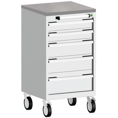Komoda mobilna Bott Cubio, 89 x 52,5 x 52,5 cm, 5 szuflad, multipleks/linoleum/mat