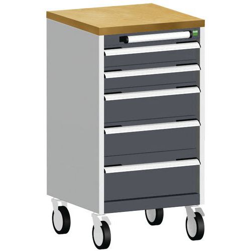 Komoda mobilna Bott Cubio, 89 x 52,5 x 52,5 cm, 5 szuflad, multipleks/linoleum/mat
