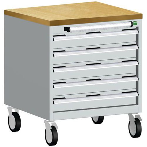 Komoda mobilna Bott Cubio, 79 x 65 x 65 cm, 5 szuflad, multipleks/linoleum/mat