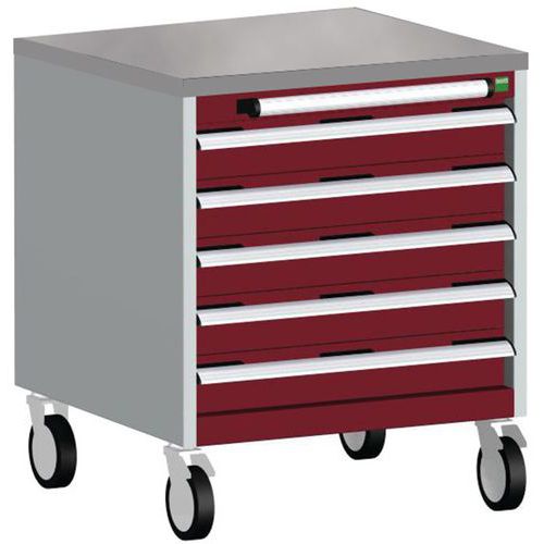 Komoda mobilna Bott Cubio, 79 x 65 x 65 cm, 5 szuflad, multipleks/linoleum/mat