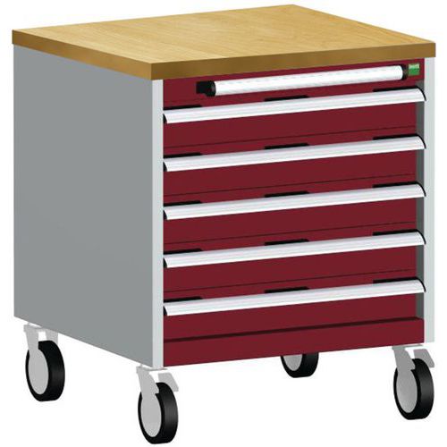 Komoda mobilna Bott Cubio, 79 x 65 x 65 cm, 5 szuflad, multipleks/linoleum/mat