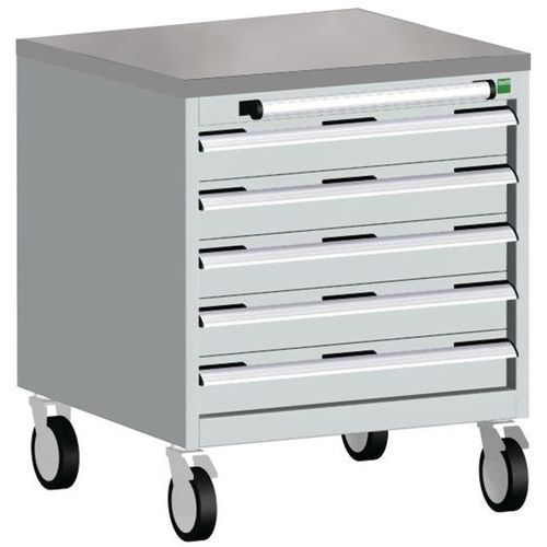 Komoda mobilna Bott Cubio, 79 x 65 x 65 cm, 5 szuflad, multipleks/linoleum/mat