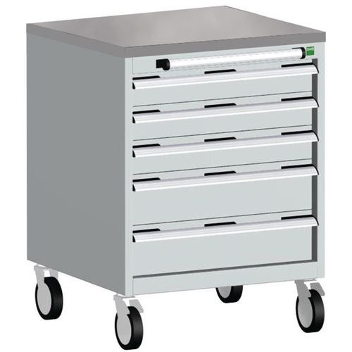 Komoda mobilna Bott Cubio, 89 x 65 x 65 cm, 5 szuflad, multipleks/linoleum/mata