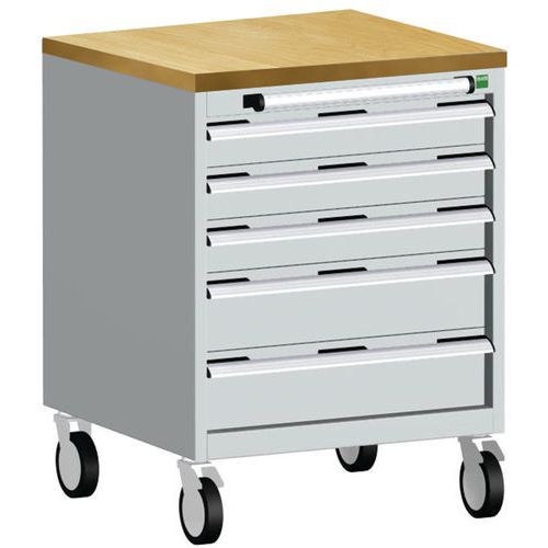 Komoda mobilna Bott Cubio, 89 x 65 x 65 cm, 5 szuflad, multipleks/linoleum/mata