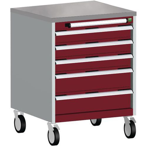Komoda mobilna Bott Cubio, 89 x 65 x 65 cm, 5 szuflad, multipleks/linoleum/mata