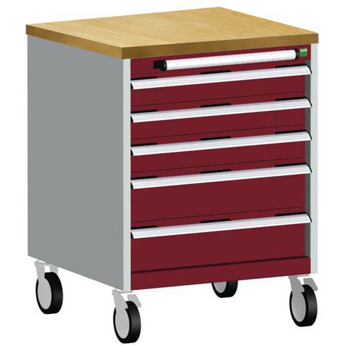 Komoda mobilna Bott Cubio, 89 x 65 x 65 cm, 5 szuflad, multipleks/linoleum/mata