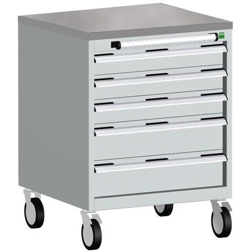 Komoda mobilna Bott Cubio, 89 x 65 x 65 cm, 5 szuflad, multipleks/linoleum/mata