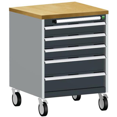 Komoda mobilna Bott Cubio, 89 x 65 x 65 cm, 5 szuflad, multipleks/linoleum/mata