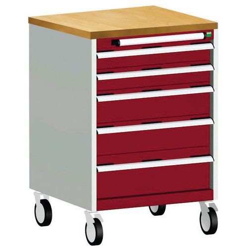 Komoda mobilna Bott Cubio, 99 x 65 x 65 cm, 5 szuflad, multipleks/linoleum/mata