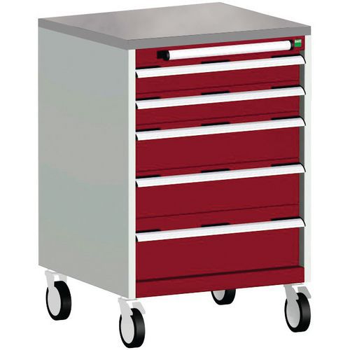 Komoda mobilna Bott Cubio, 99 x 65 x 65 cm, 5 szuflad, multipleks/linoleum/mata