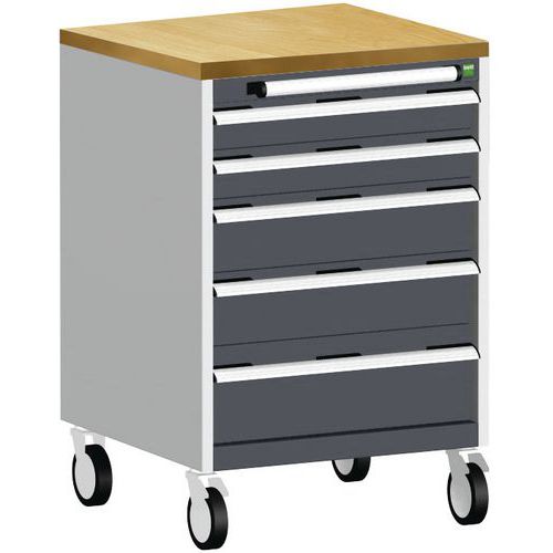 Komoda mobilna Bott Cubio, 99 x 65 x 65 cm, 5 szuflad, multipleks/linoleum/mata