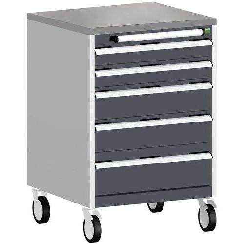 Komoda mobilna Bott Cubio, 99 x 65 x 65 cm, 5 szuflad, multipleks/linoleum/mata