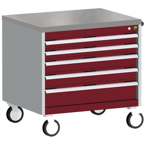 Komoda mobilna Bott Cubio, 79 x 80 x 65 cm, 5 szuflad, multipleks/linoleum/mat