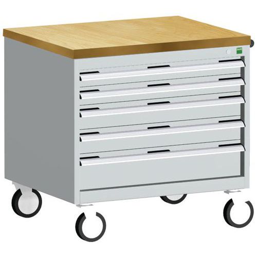 Komoda mobilna Bott Cubio, 79 x 80 x 65 cm, 5 szuflad, multipleks/linoleum/mat