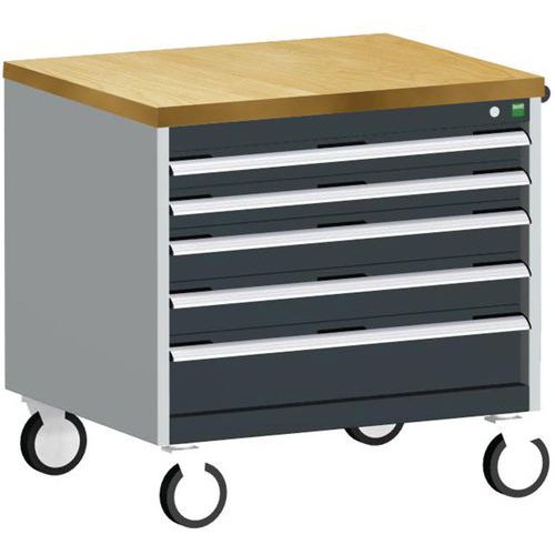 Komoda mobilna Bott Cubio, 79 x 80 x 65 cm, 5 szuflad, multipleks/linoleum/mat