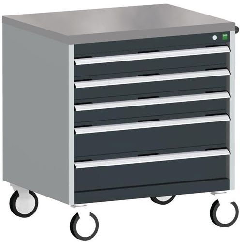 Komoda mobilna Bott Cubio, 89 x 80 x 65 cm, 5 szuflad, multipleks/linoleum/mat