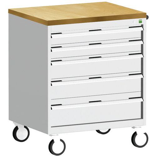 Komoda mobilna Bott Cubio, 99 x 80 x 65 cm, 5 szuflad, multipleks/linoleum/mata
