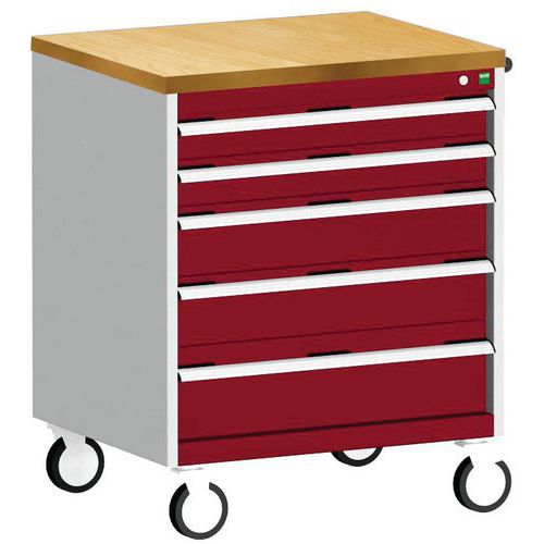 Komoda mobilna Bott Cubio, 99 x 80 x 65 cm, 5 szuflad, multipleks/linoleum/mata