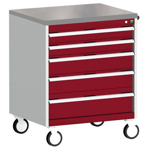 Komoda mobilna Bott Cubio, 99 x 80 x 65 cm, 5 szuflad, multipleks/linoleum/mata