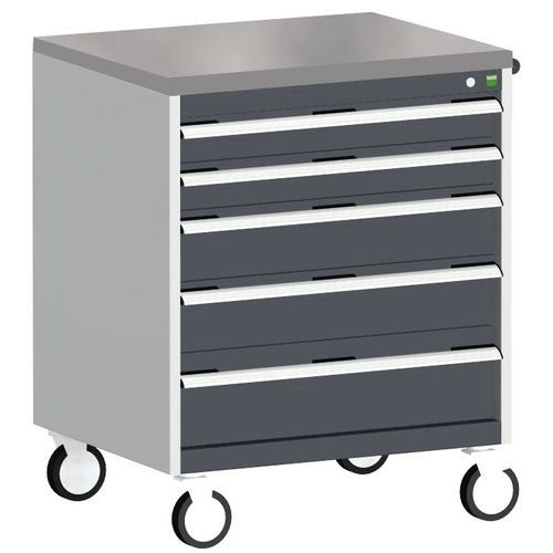 Komoda mobilna Bott Cubio, 99 x 80 x 65 cm, 5 szuflad, multipleks/linoleum/mata