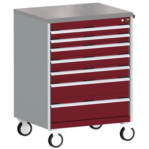 Komoda mobilna Bott Cubio, 109 x 80 x 65 cm, 7 szuflad, multipleks/linoleum/mata