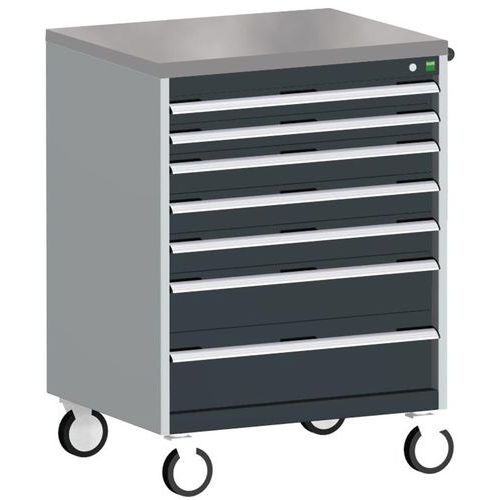 Komoda mobilna Bott Cubio, 109 x 80 x 65 cm, 7 szuflad, multipleks/linoleum/mata