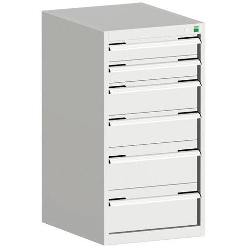Warsztatowe szafki z szufladami Bott Cubio, 100 x 52,5 x 52,5-65 cm, 6 szuflad