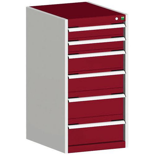 Warsztatowe szafki z szufladami Bott Cubio, 100 x 52,5 x 52,5-65 cm, 6 szuflad