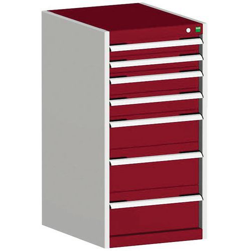 Warsztatowe szafki z szufladami Bott Cubio, 100 x 52,5 x 52,5-65 cm, 7 szuflad