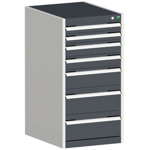 Warsztatowe szafki z szufladami Bott Cubio, 100 x 52,5 x 52,5-65 cm, 7 szuflad