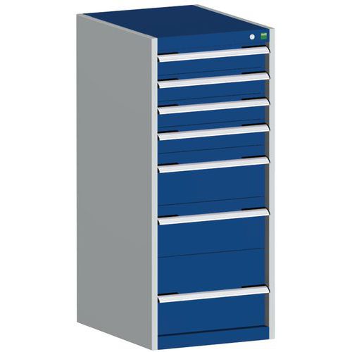 Warsztatowe szafki z szufladami Bott Cubio, 120 x 52,5 x 52,5-65 cm, 7 szuflad