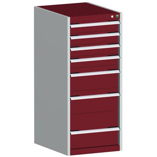 Warsztatowe szafki z szufladami Bott Cubio, 120 x 52,5 x 52,5-65 cm, 7 szuflad