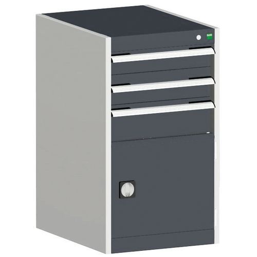Warsztatowe szafki z szufladami Bott Cubio, 90 x 52,5 x 52,5-65 cm, 3 szuflady, 1 szafka
