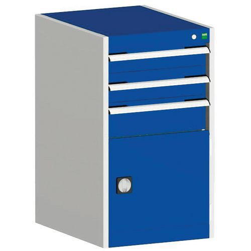 Warsztatowe szafki z szufladami Bott Cubio, 90 x 52,5 x 52,5-65 cm, 3 szuflady, 1 szafka