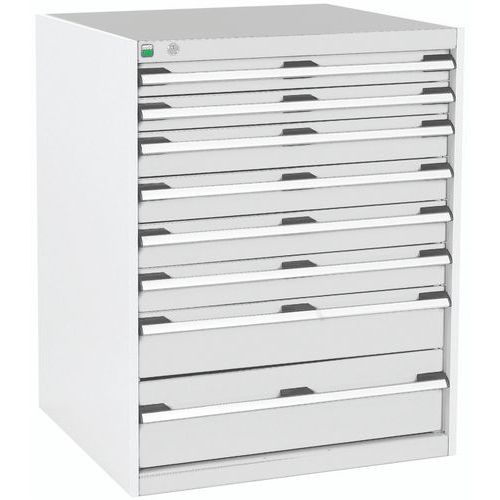Szafki warsztatowe z szufladami Bott Cubio, 100 x 80 x 52,5-75 cm, 8 szuflad