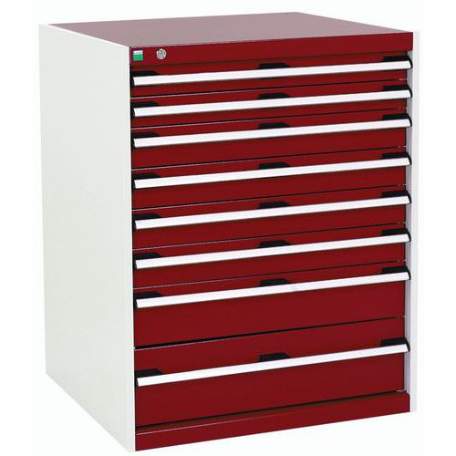 Szafki warsztatowe z szufladami Bott Cubio, 100 x 80 x 52,5-75 cm, 8 szuflad
