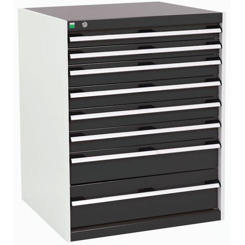 Szafki warsztatowe z szufladami Bott Cubio, 100 x 80 x 52,5-75 cm, 8 szuflad
