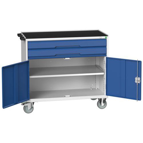 Stoły z szufladami mobilnymi Bott Verso, 98 x 80/105 x 55/60 cm, 2 szuflady, szafka, multipleks/linoleum/mata