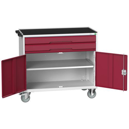Stoły z szufladami mobilnymi Bott Verso, 98 x 80/105 x 55/60 cm, 2 szuflady, szafka, multipleks/linoleum/mata
