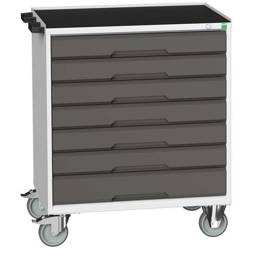 Stoły z szufladami mobilnymi Bott Verso, 98 x 80/105 x 55/60 cm, 7 szuflad, multipleks/linoleum/mat