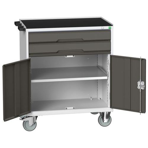 Stoły z szufladami mobilnymi Bott Verso, 98 x 80/105 x 55/60 cm, 2 szuflady, szafka, multipleks/linoleum/mata