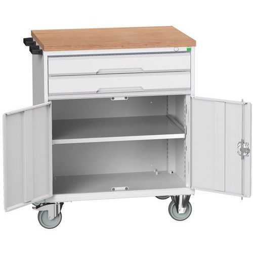 Stoły z szufladami mobilnymi Bott Verso, 98 x 80/105 x 55/60 cm, 2 szuflady, szafka, multipleks/linoleum/mata
