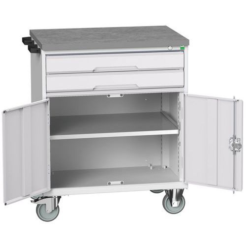Stoły z szufladami mobilnymi Bott Verso, 98 x 80/105 x 55/60 cm, 2 szuflady, szafka, multipleks/linoleum/mata