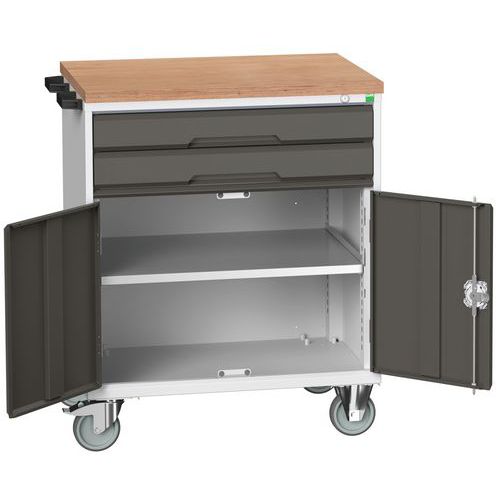 Stoły z szufladami mobilnymi Bott Verso, 98 x 80/105 x 55/60 cm, 2 szuflady, szafka, multipleks/linoleum/mata
